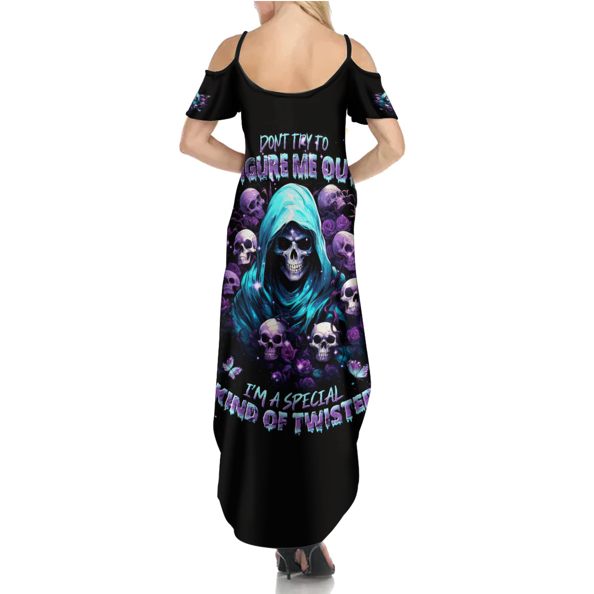 Reaper Skull Summer Maxi Dress Don't Try To Figure Me Out