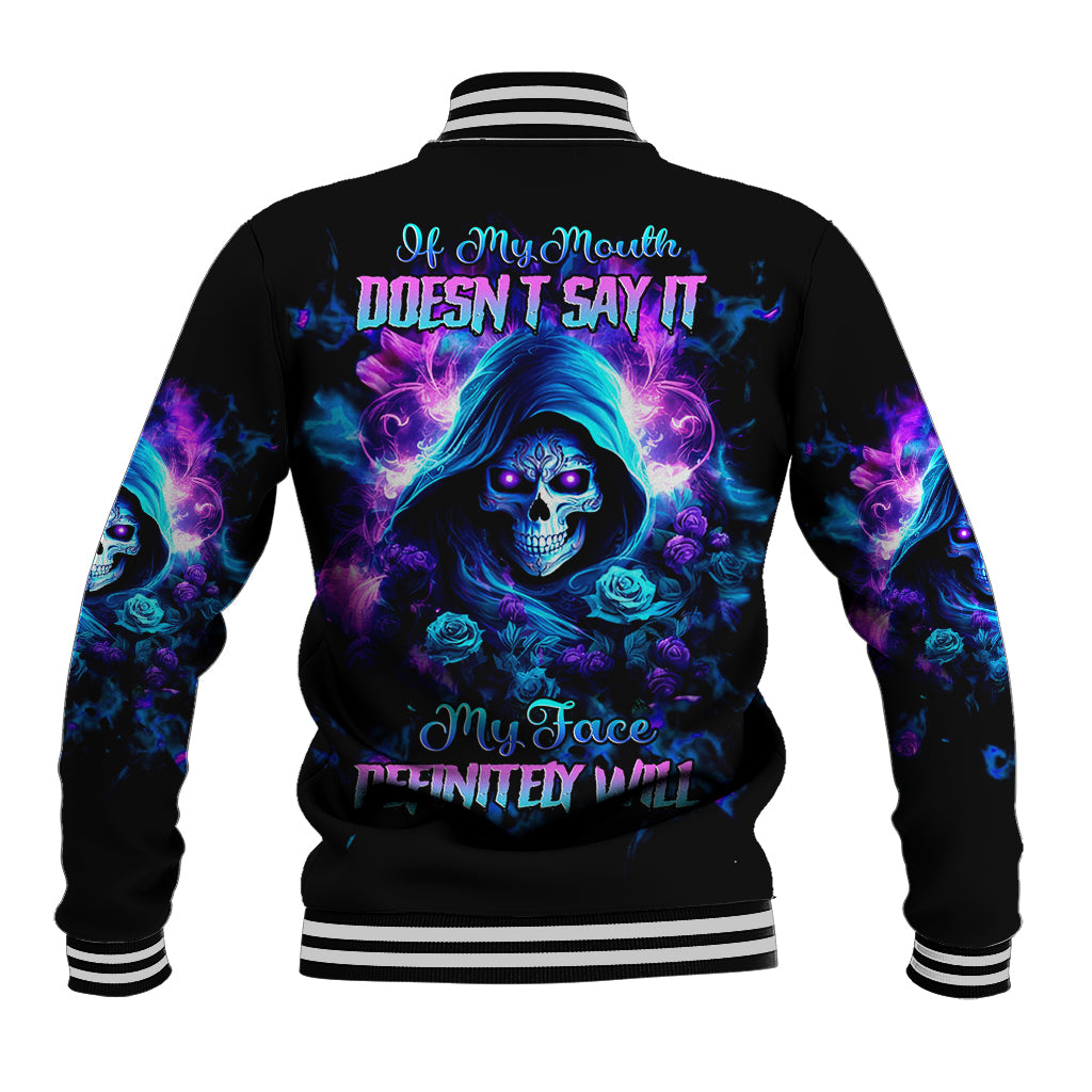 Rose Skull Baseball Jacket If My Mouth Doesn't Say It