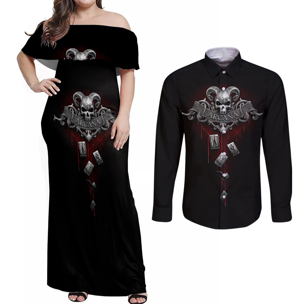 skull-couples-matching-off-shoulder-maxi-dress-and-long-sleeve-button-shirts-death-reaper-arcana