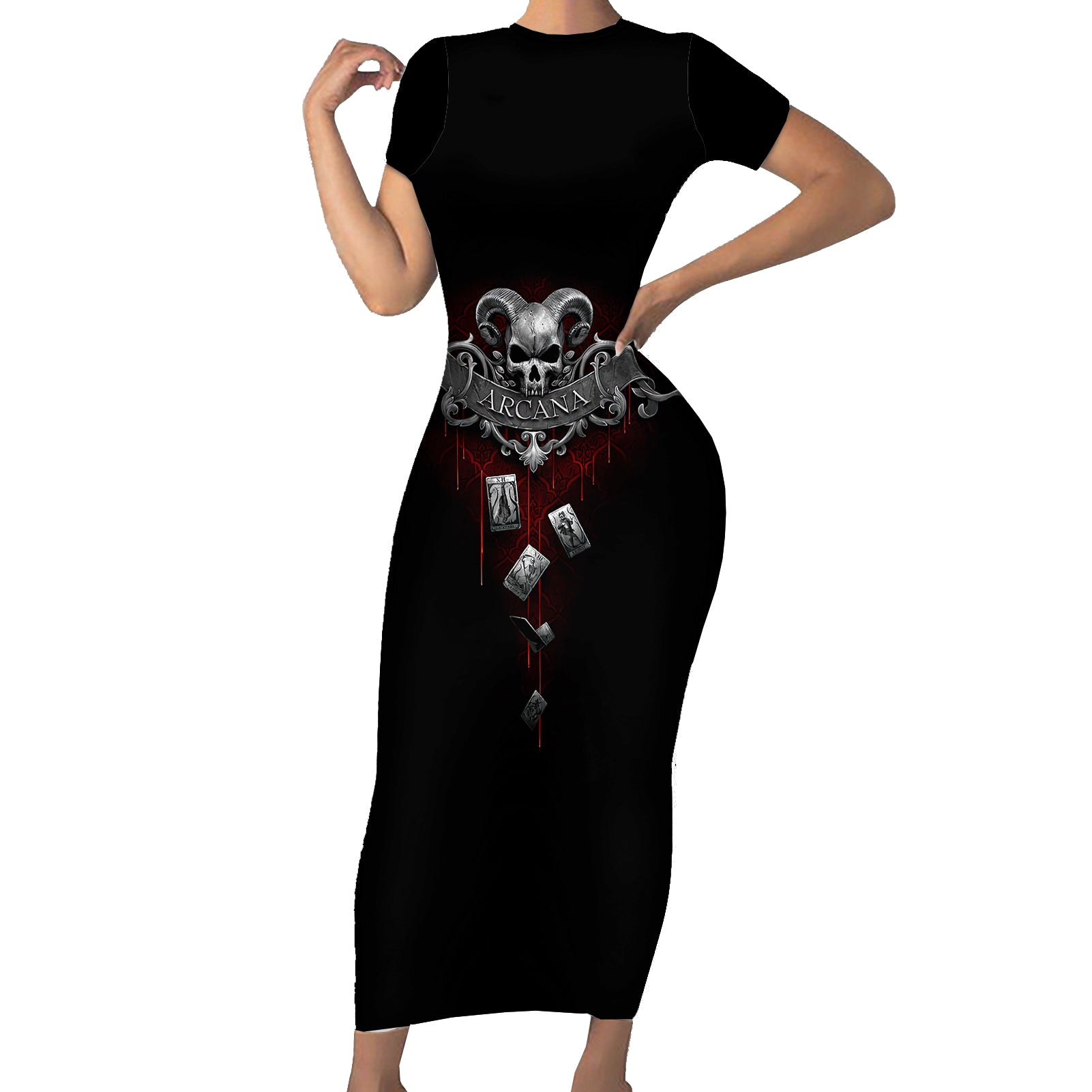 skull-short-sleeve-bodycon-dress-death-reaper-arcana