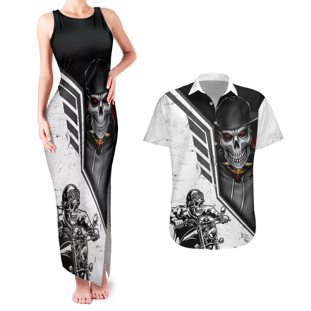 skull-couples-matching-tank-maxi-dress-and-hawaiian-shirt-riding-motocycle