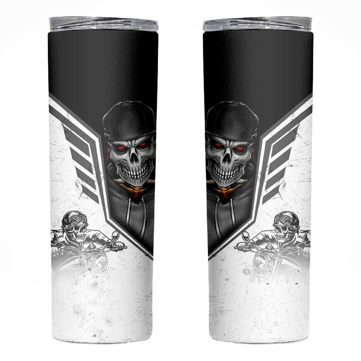 Skull Skinny Tumbler Riding Motocycle