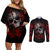 skull-couples-matching-off-shoulder-short-dress-and-long-sleeve-button-shirts-bloody-skull-scream