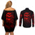 skull-couples-matching-off-shoulder-short-dress-and-long-sleeve-button-shirts-bloody-skull-scream