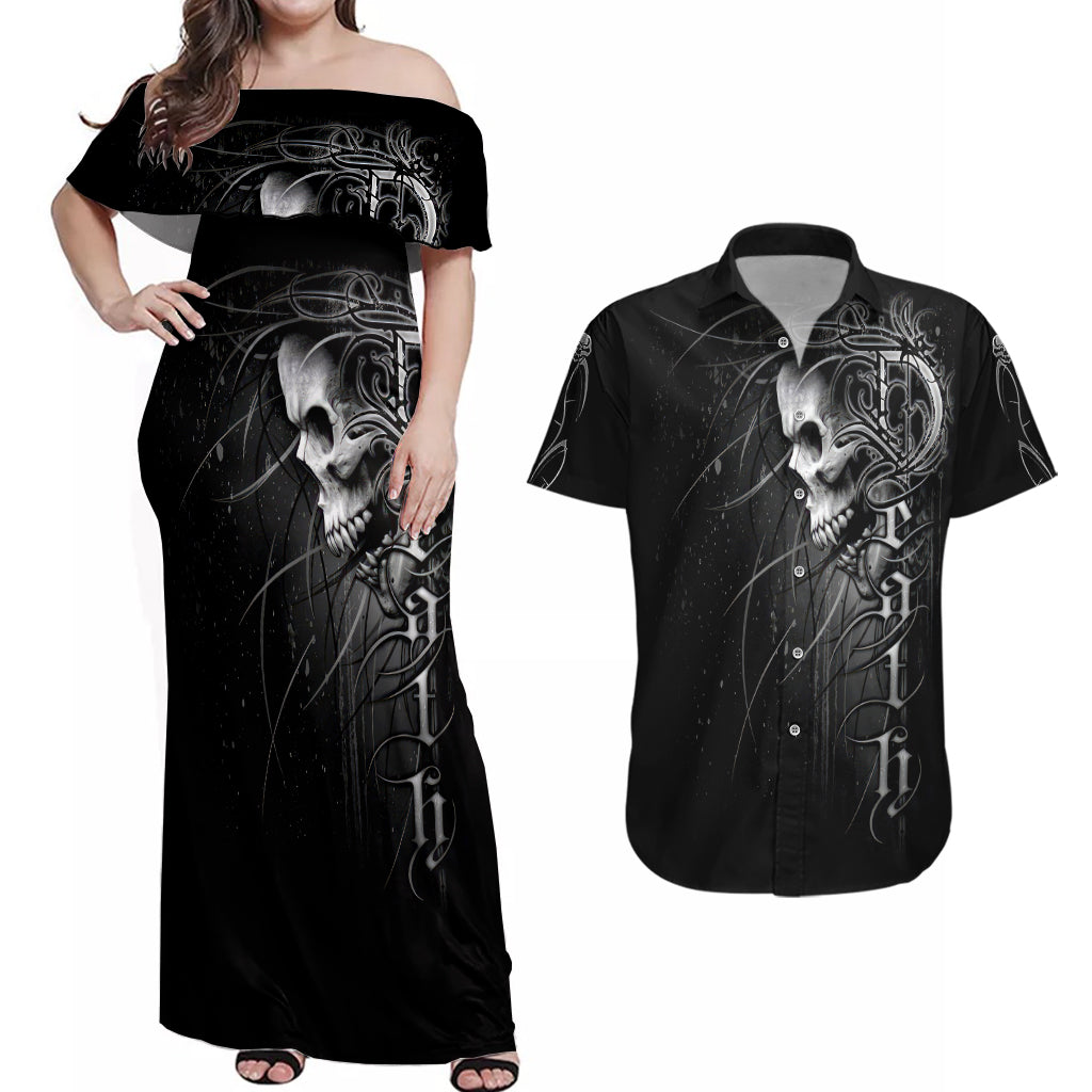 skull-couples-matching-off-shoulder-maxi-dress-and-hawaiian-shirt-skull-death-forever