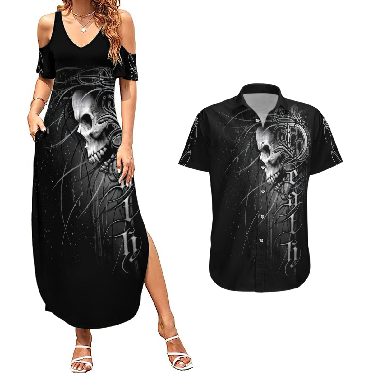 skull-couples-matching-summer-maxi-dress-and-hawaiian-shirt-skull-death-forever