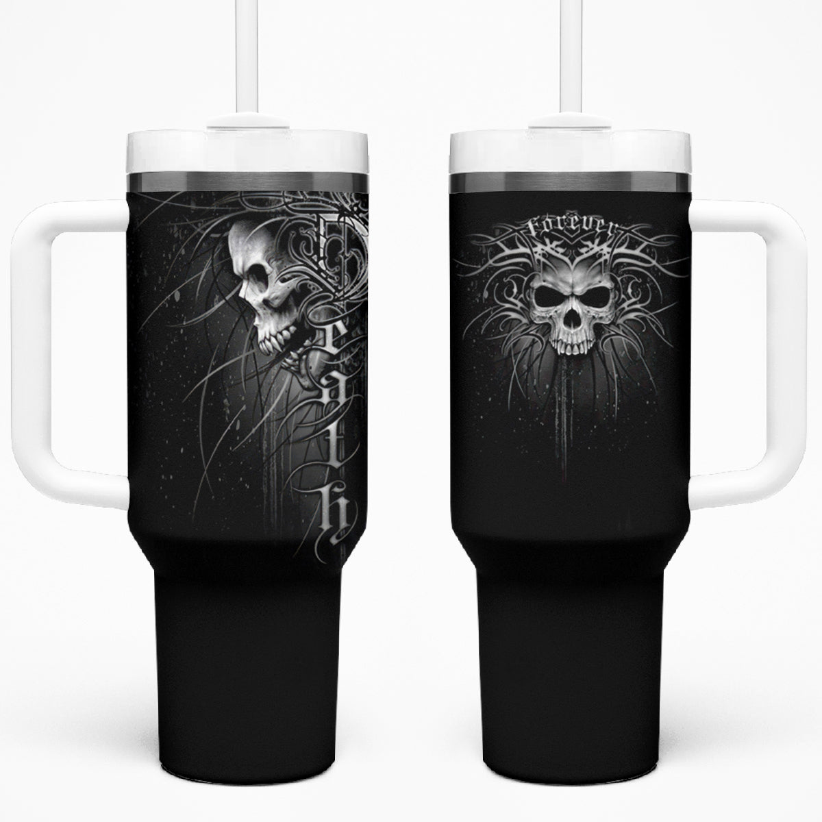 Skull Tumbler With Handle Skull Death Forever