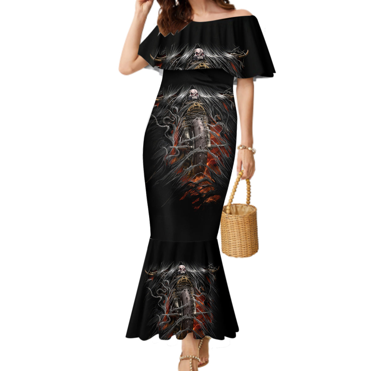 flaming-skull-mermaid-dress-death-angel-riding-motocycle