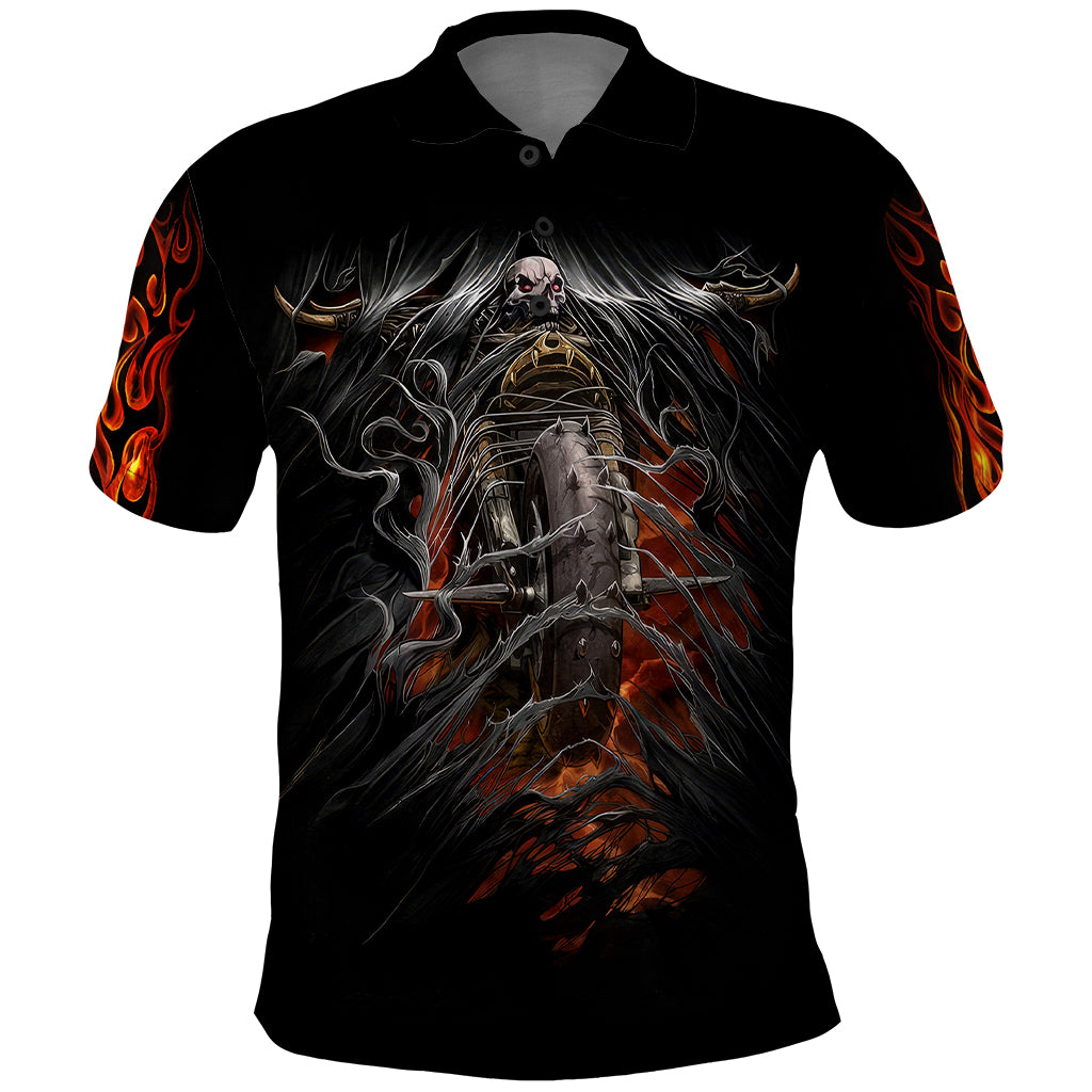 flaming-skull-polo-shirt-death-angel-riding-motocycle