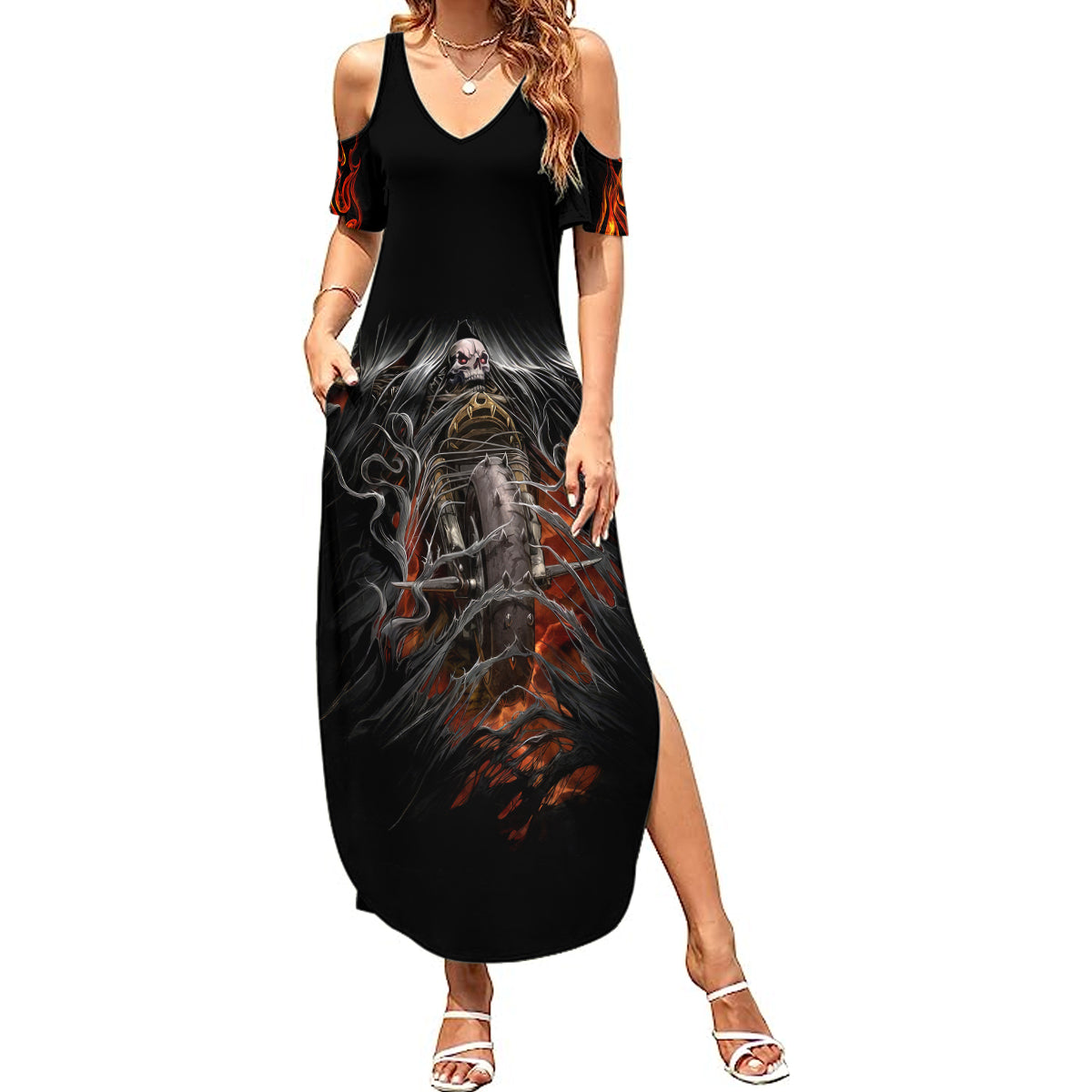 flaming-skull-summer-maxi-dress-death-angel-riding-motocycle