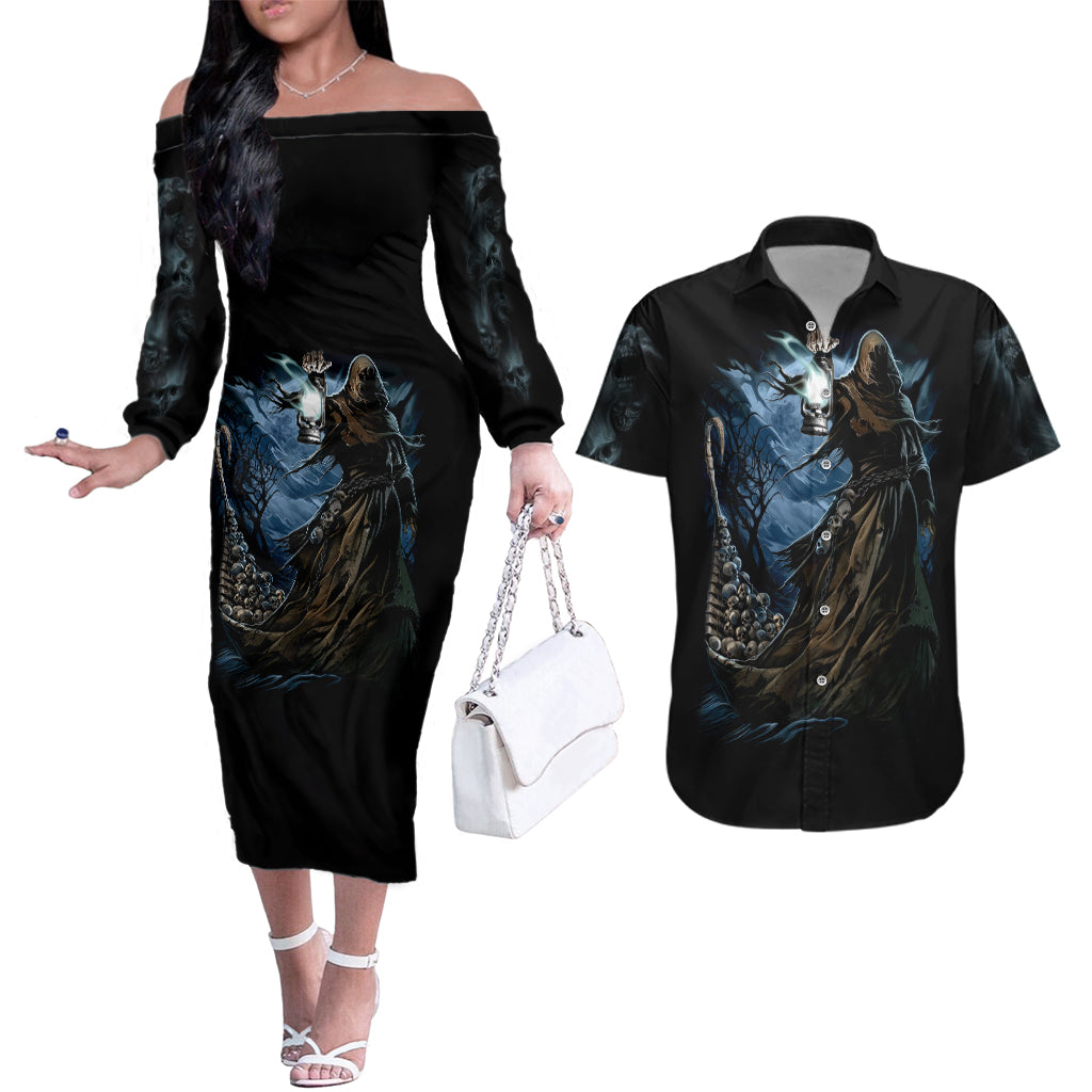 grim-reaper-couples-matching-off-the-shoulder-long-sleeve-dress-and-hawaiian-shirt-the-ferryman-of-the-underworld-with-charon-skull-black