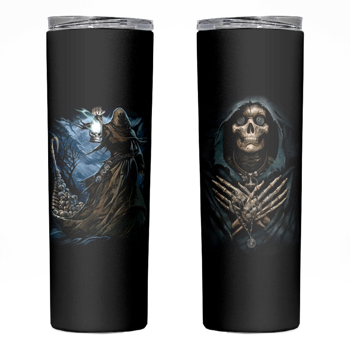 Grim Reaper Skinny Tumbler The Ferryman Of The Underworld with Charon Skull Black