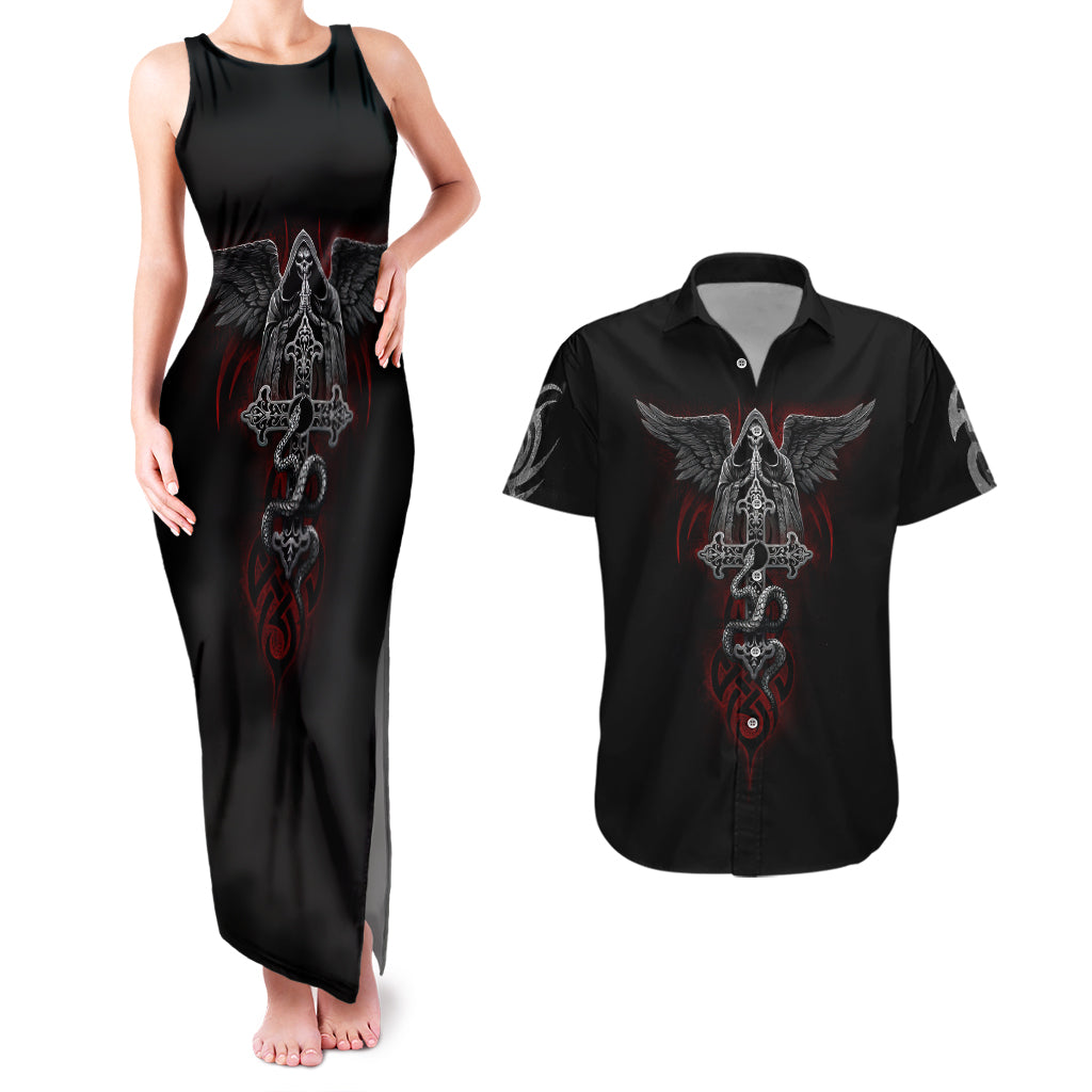 skull-couples-matching-tank-maxi-dress-and-hawaiian-shirt-cross-snake-bloody-skull