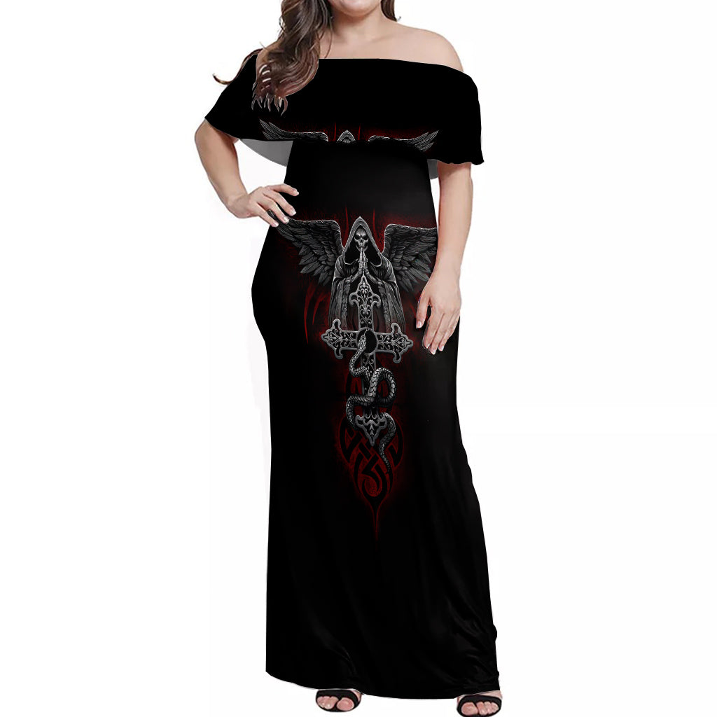 skull-off-shoulder-maxi-dress-cross-snake-bloody-skull