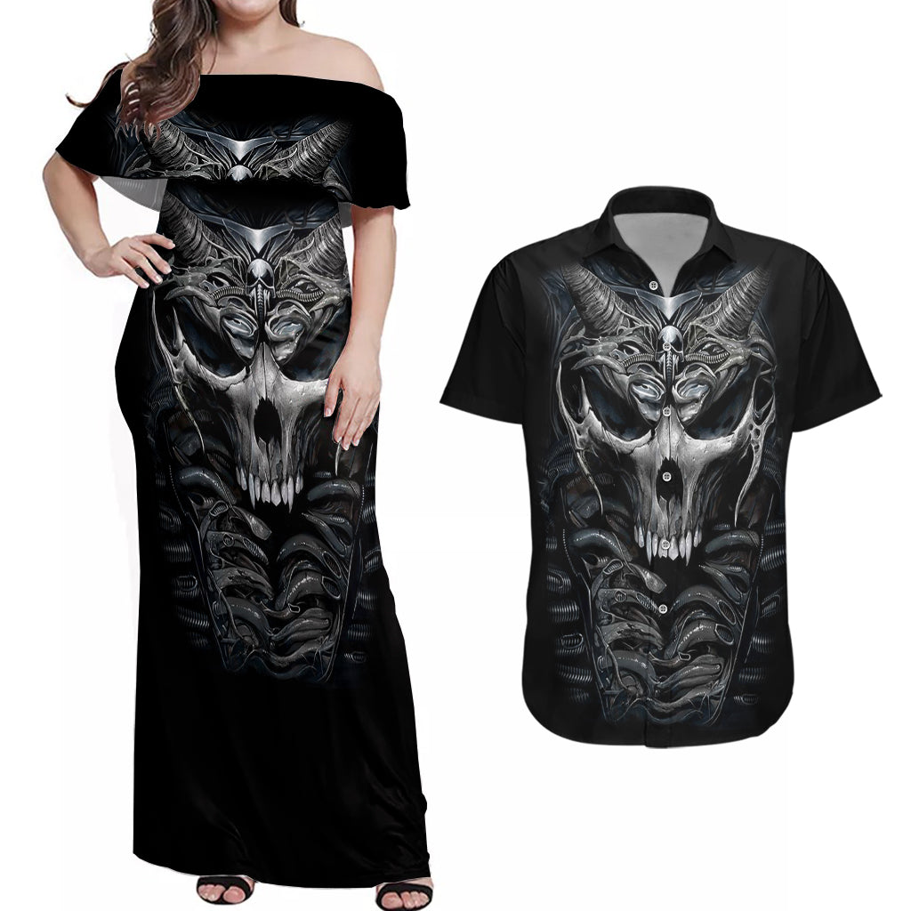 skull-couples-matching-off-shoulder-maxi-dress-and-hawaiian-shirt-skeleton-inside