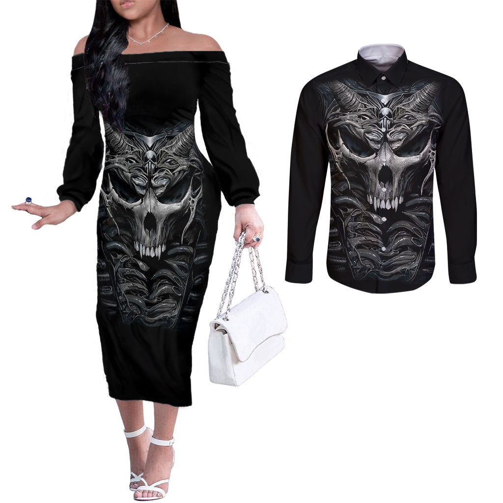 skull-couples-matching-off-the-shoulder-long-sleeve-dress-and-long-sleeve-button-shirts-skeleton-inside