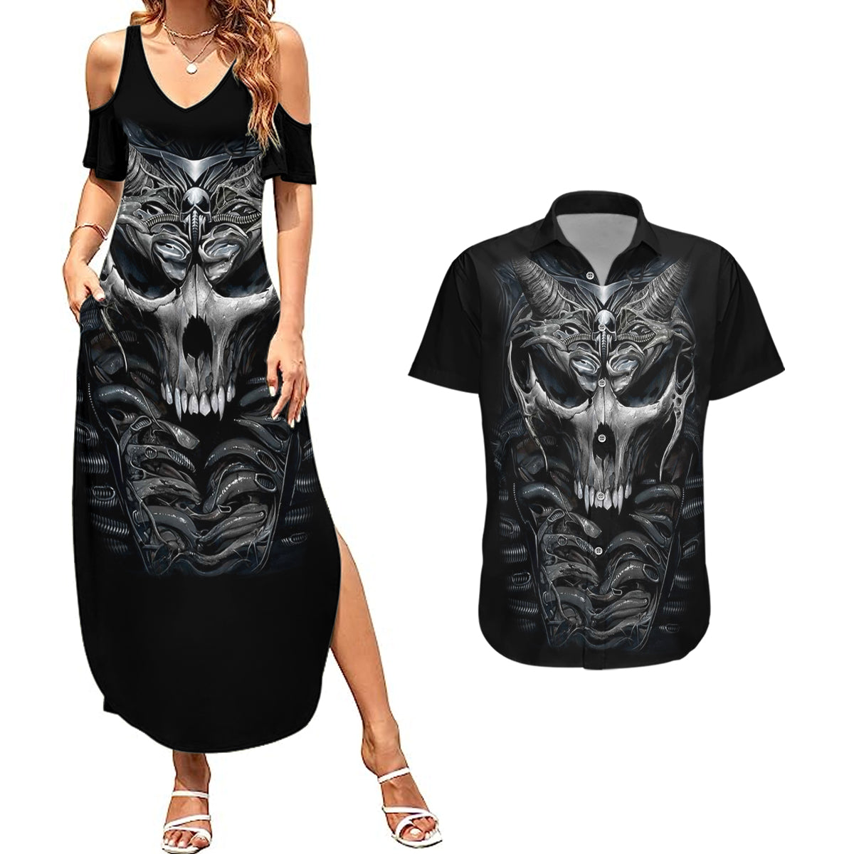 skull-couples-matching-summer-maxi-dress-and-hawaiian-shirt-skeleton-inside