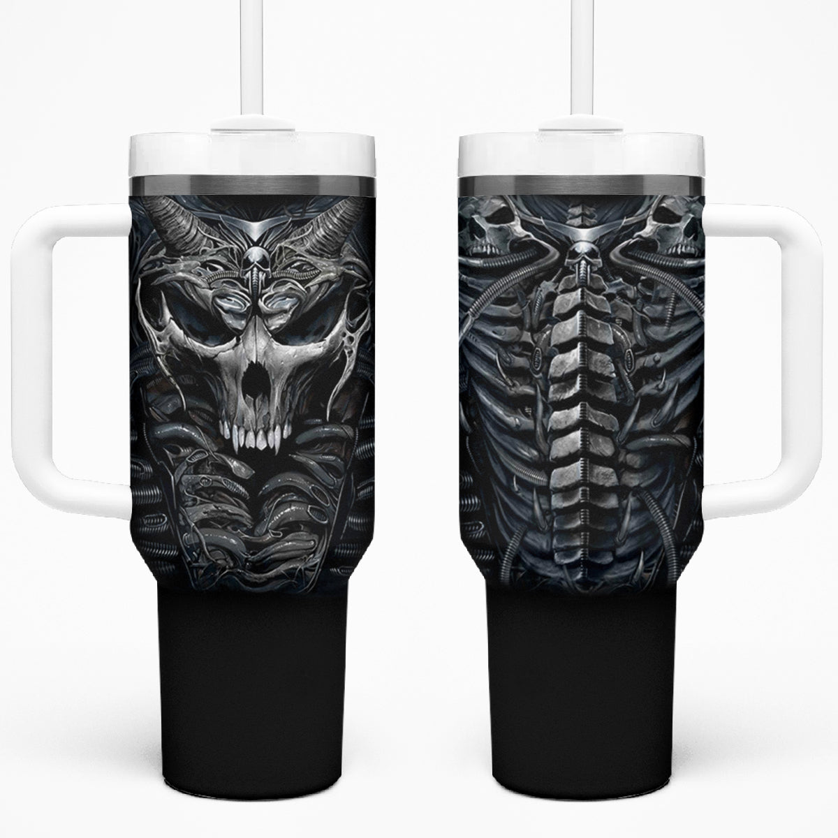 Skull Tumbler With Handle Skeleton Inside