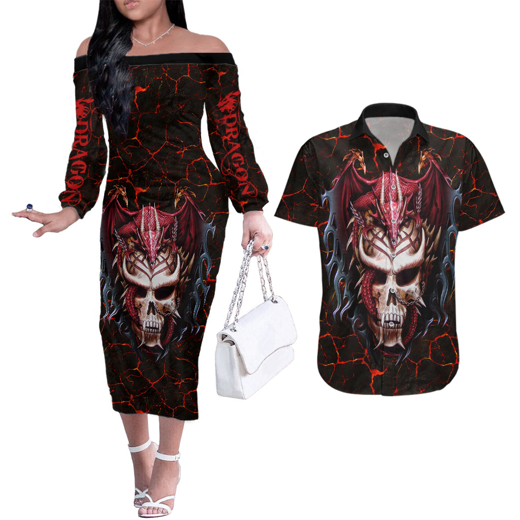 infernal-draconic-skull-couples-matching-off-the-shoulder-long-sleeve-dress-and-hawaiian-shirt-embracing-the-fiery-soul