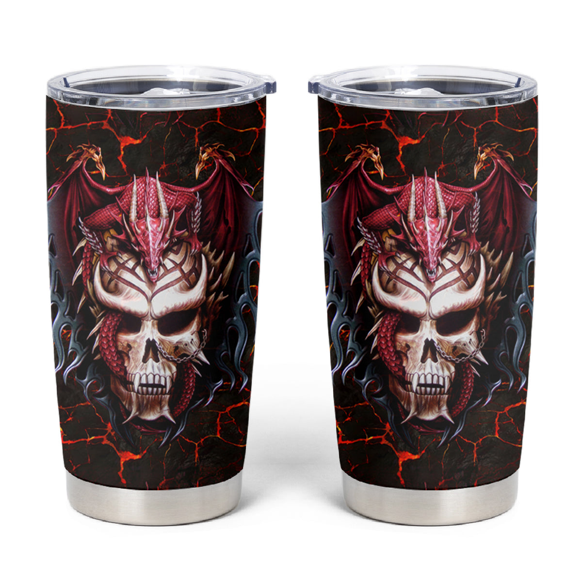 Infernal Draconic Skull Tumbler Cup Embracing the Fiery Soul