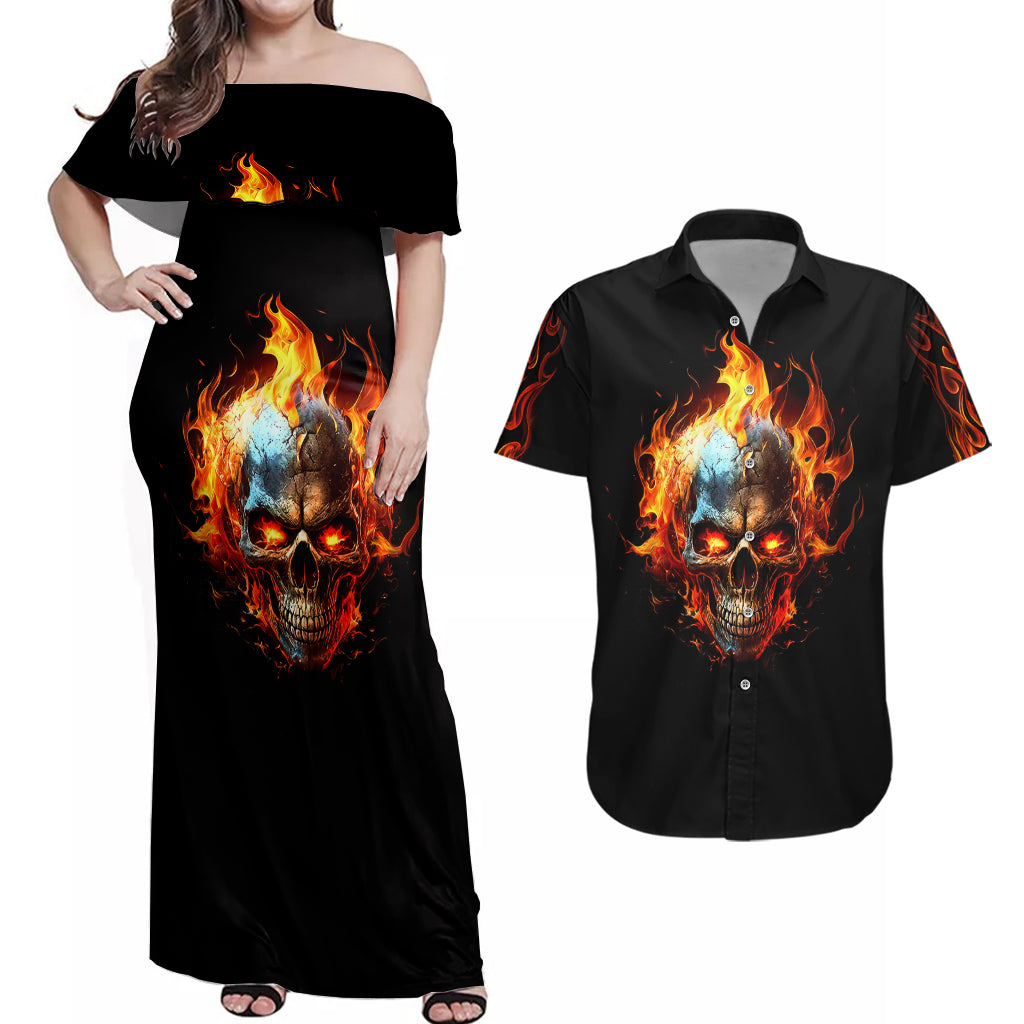 flaming-skull-couples-matching-off-shoulder-maxi-dress-and-hawaiian-shirt-celestial-riders-with-angel-wings