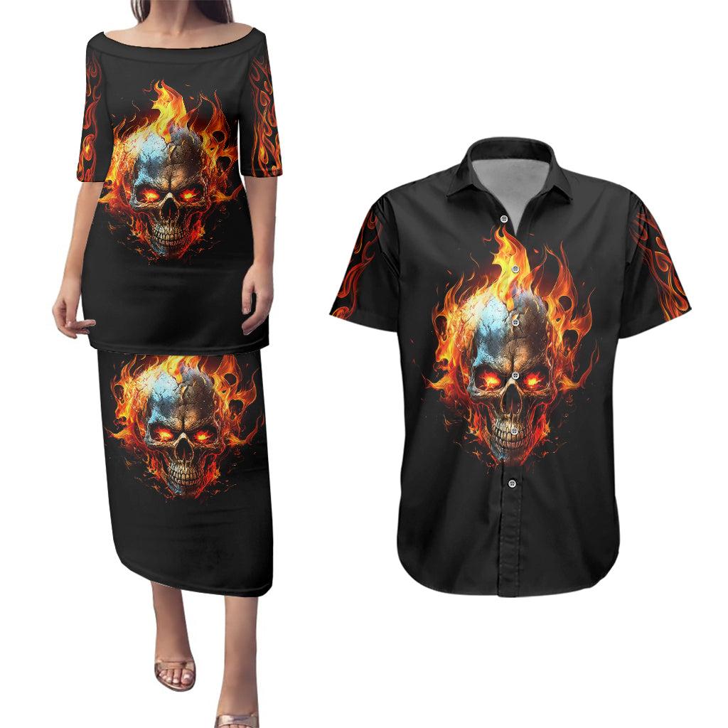 flaming-skull-couples-matching-puletasi-dress-and-hawaiian-shirt-celestial-riders-with-angel-wings