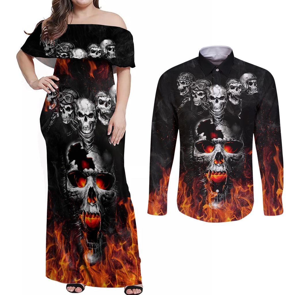 flaming-skull-hoodie-couples-matching-off-shoulder-maxi-dress-and-long-sleeve-button-shirts-spectral-pyre