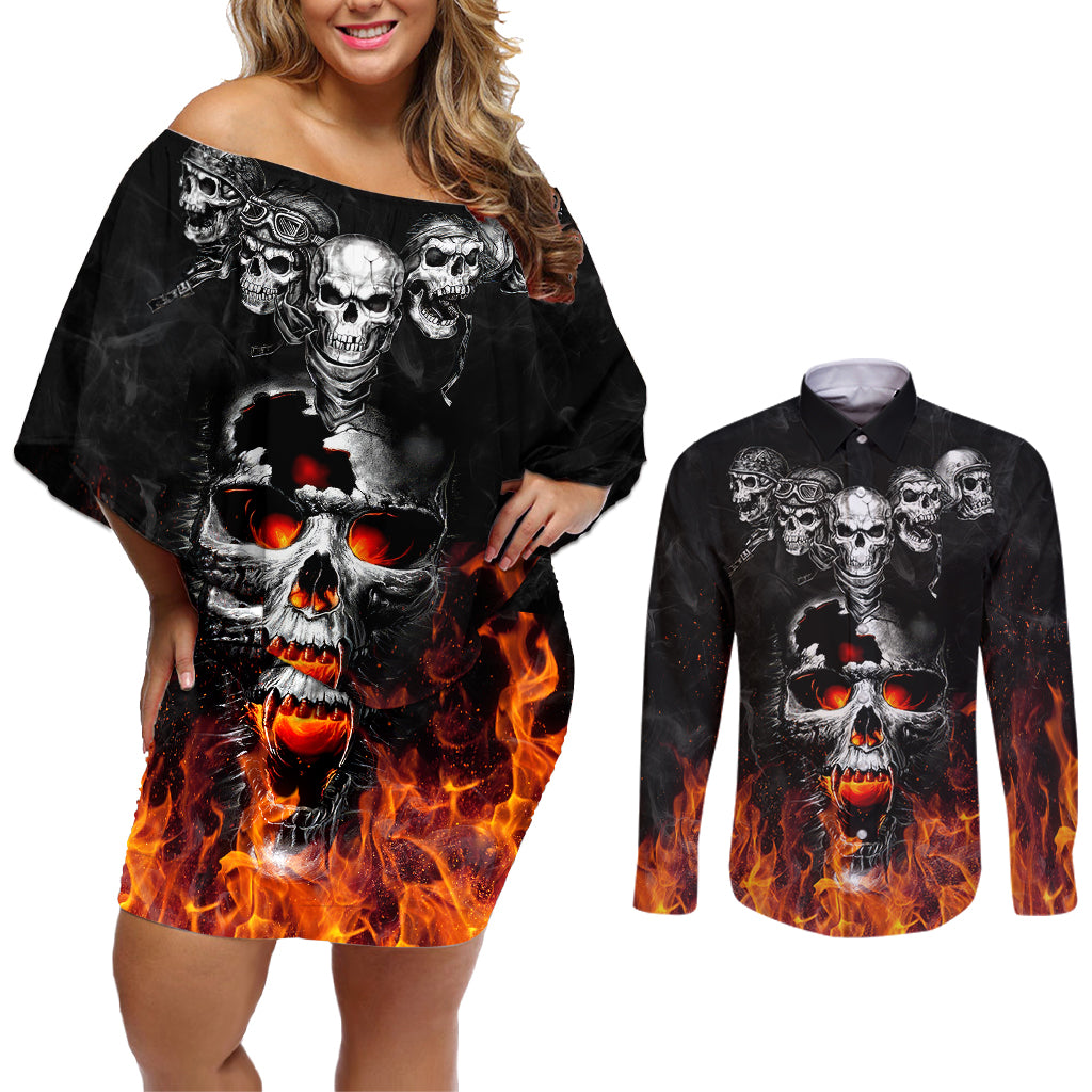 flaming-skull-hoodie-couples-matching-off-shoulder-short-dress-and-long-sleeve-button-shirts-spectral-pyre