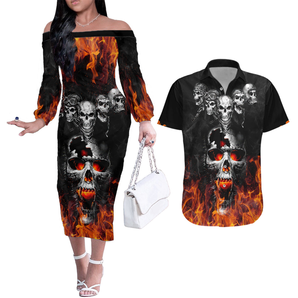 flaming-skull-hoodie-couples-matching-off-the-shoulder-long-sleeve-dress-and-hawaiian-shirt-spectral-pyre