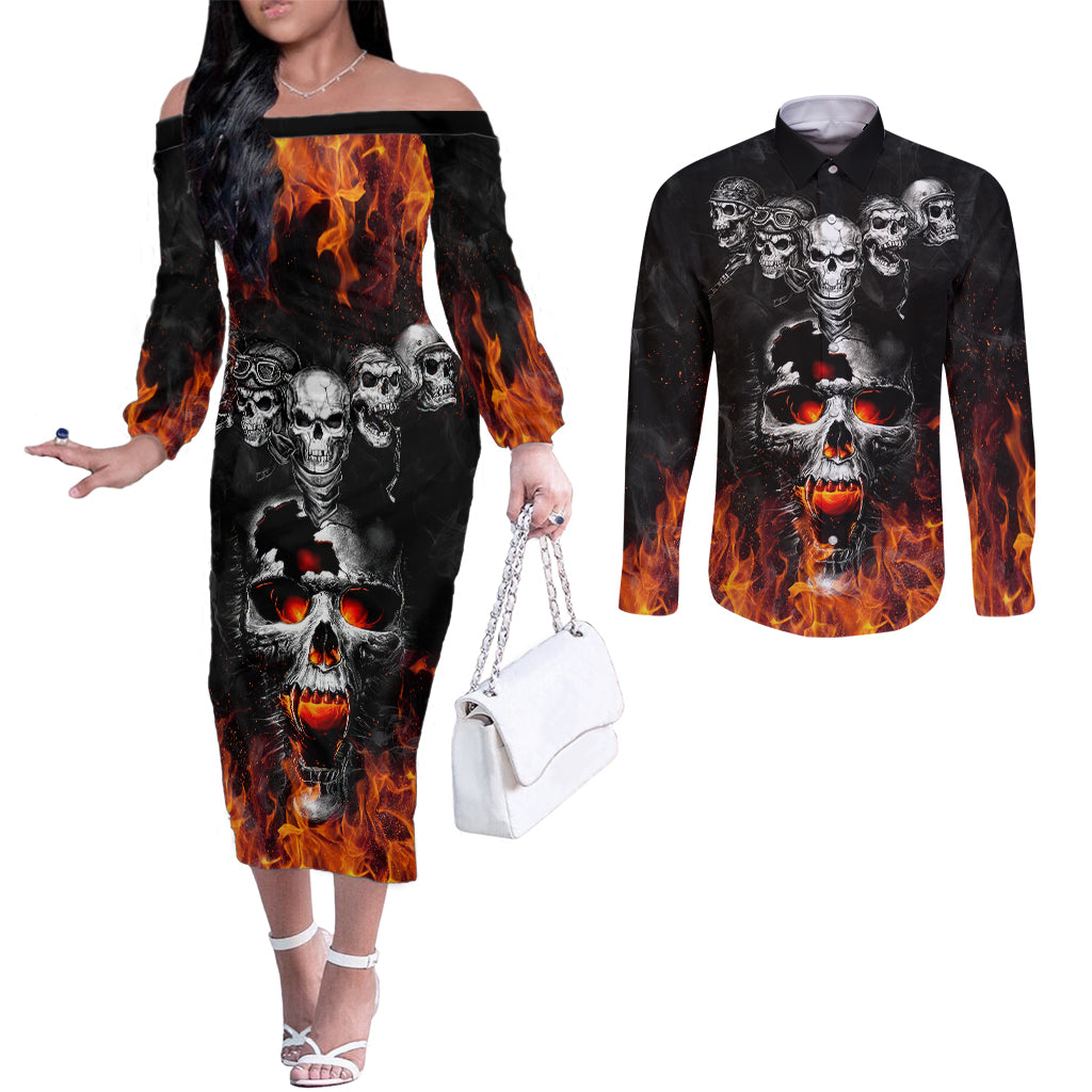 flaming-skull-hoodie-couples-matching-off-the-shoulder-long-sleeve-dress-and-long-sleeve-button-shirts-spectral-pyre