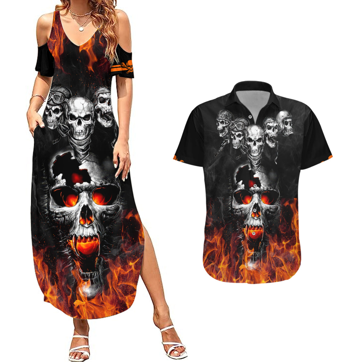 flaming-skull-hoodie-couples-matching-summer-maxi-dress-and-hawaiian-shirt-spectral-pyre