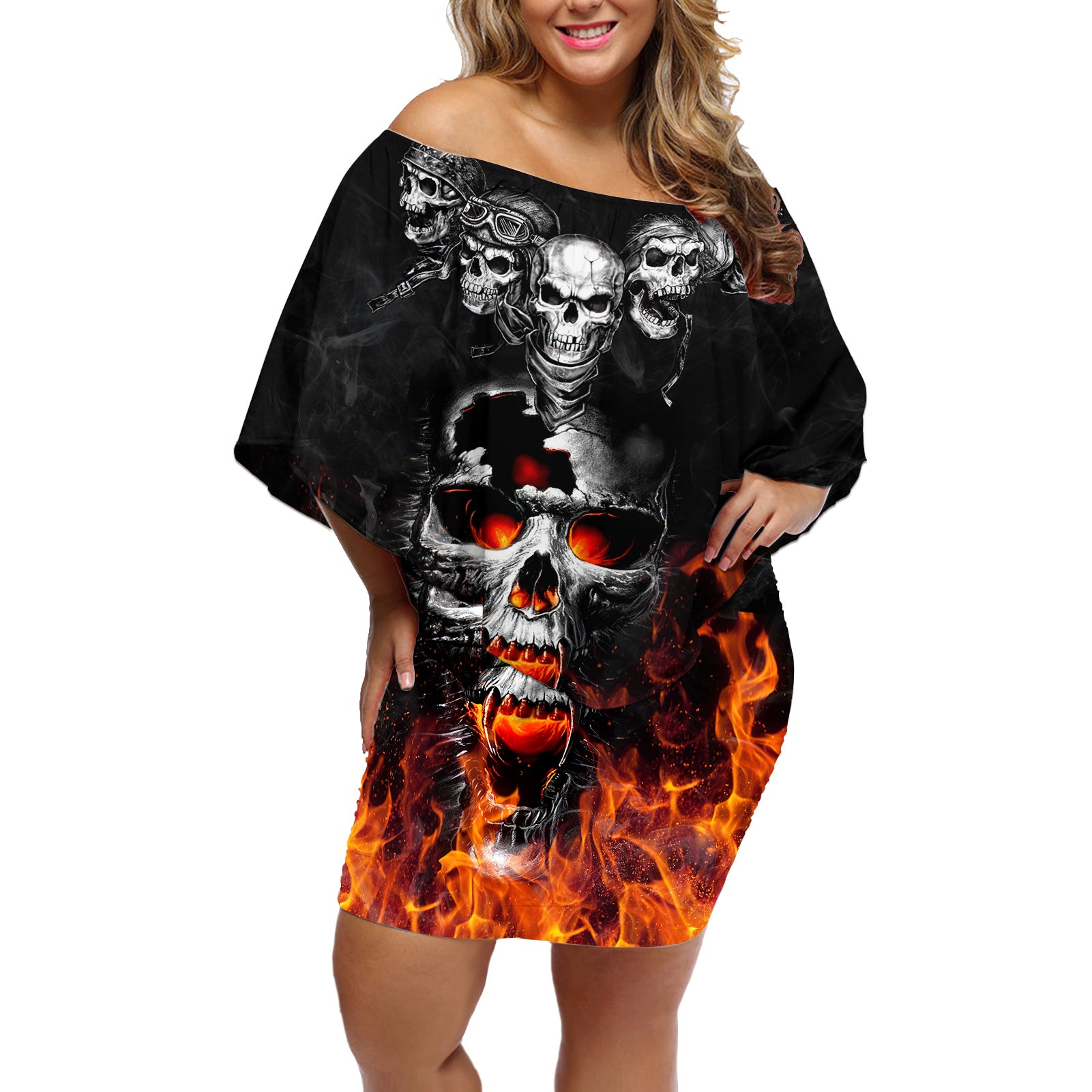 flaming-skull-hoodie-off-shoulder-short-dress-spectral-pyre