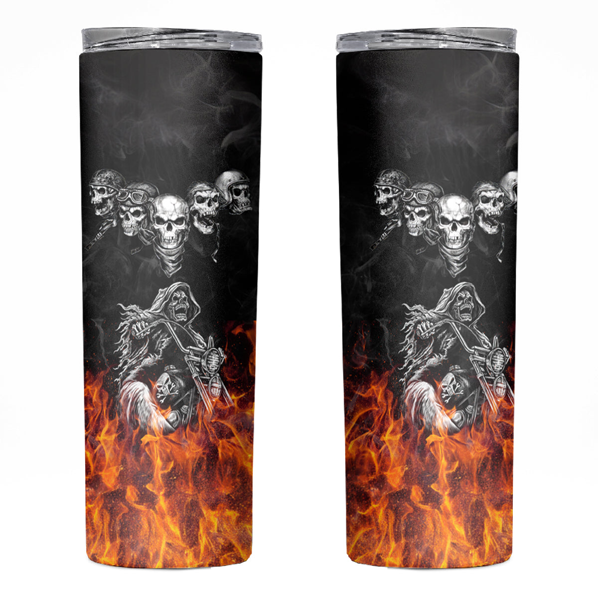 Skull Skinny Tumbler Five Skull With Motocycle