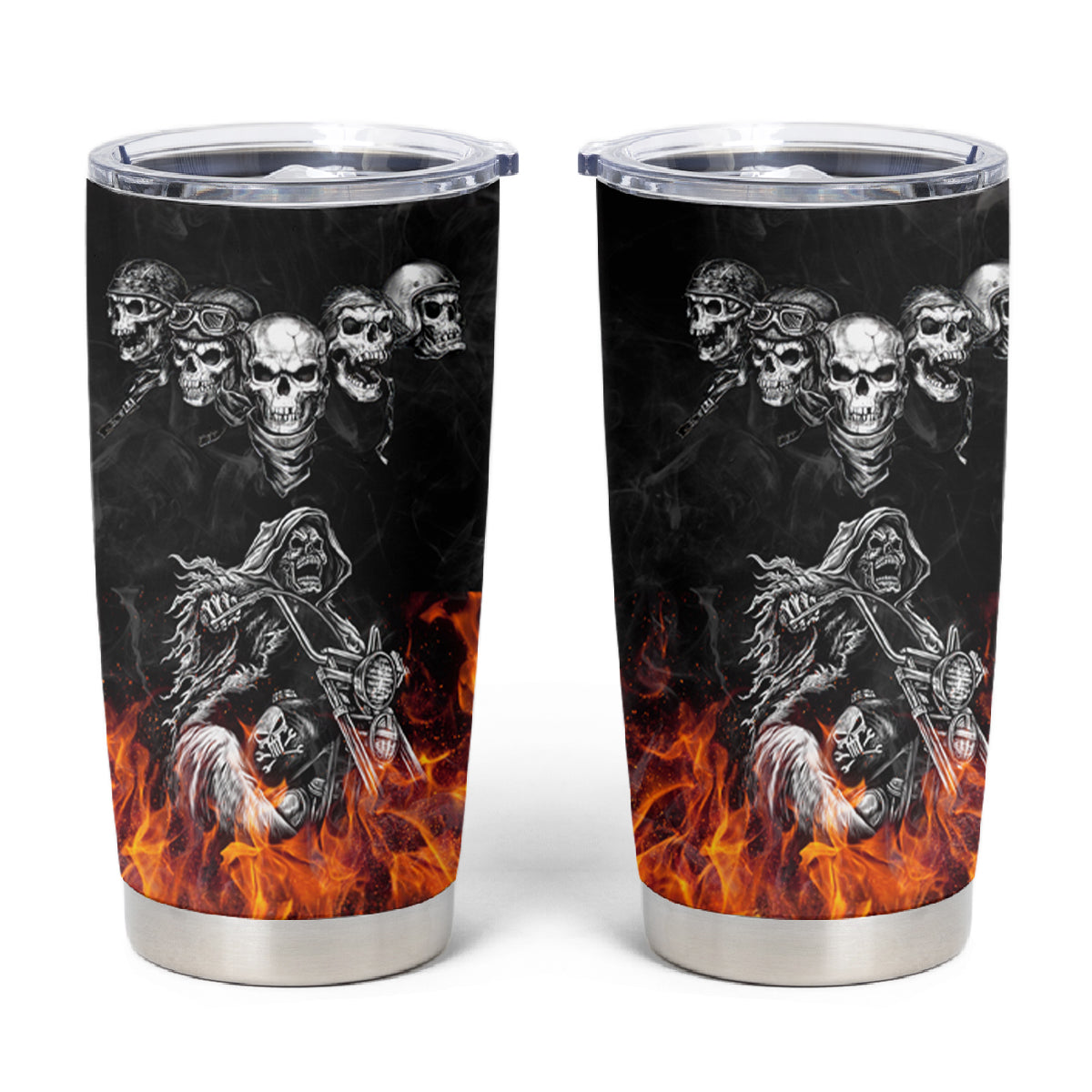 Skull Tumbler Cup Five Skull With Motocycle