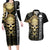 golden-gothic-skull-couples-matching-long-sleeve-bodycon-dress-and-hawaiian-shirt-embracing-ancient-elegance