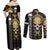 golden-gothic-skull-couples-matching-off-shoulder-maxi-dress-and-long-sleeve-button-shirts-embracing-ancient-elegance