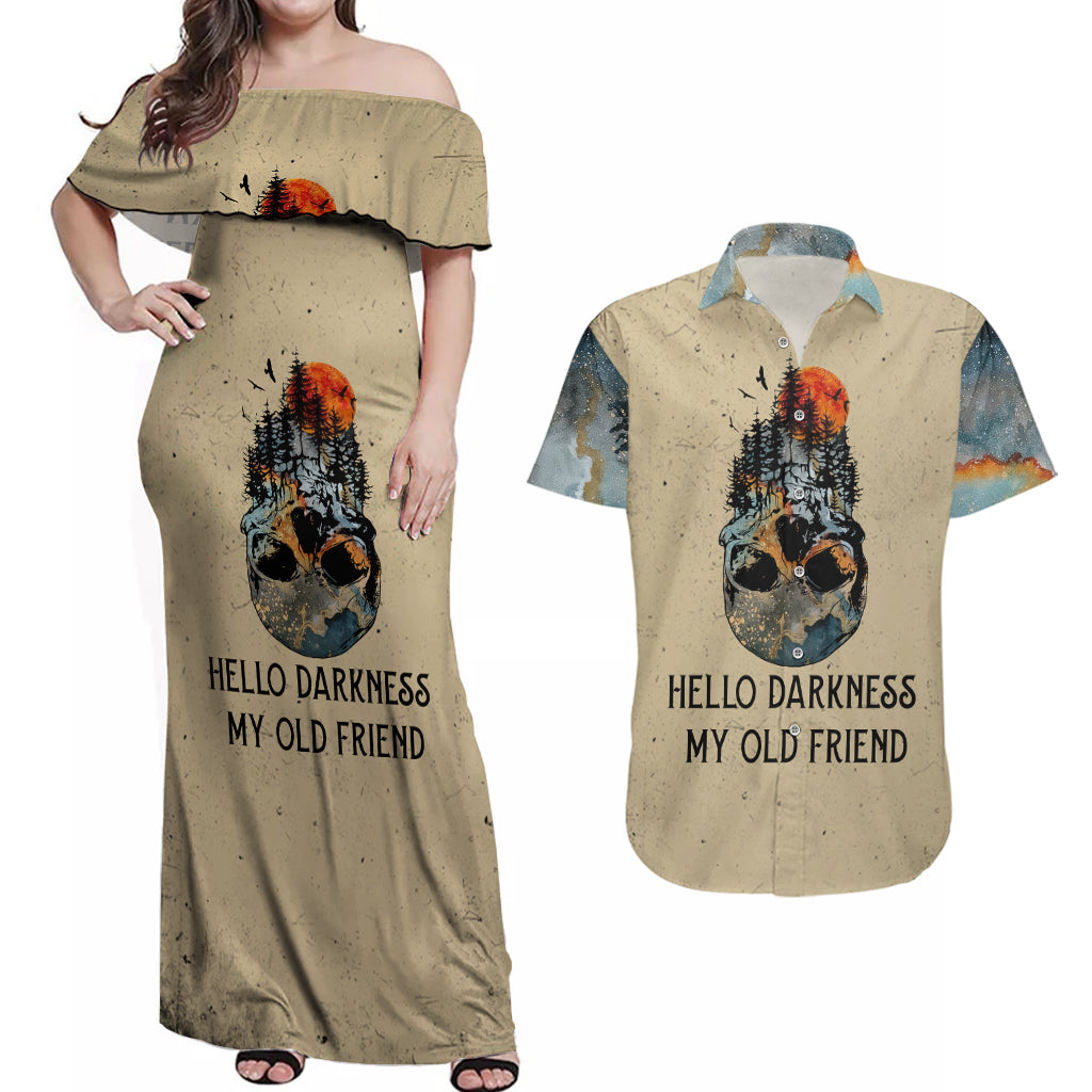 skull-couples-matching-off-shoulder-maxi-dress-and-hawaiian-shirt-hello-darkness-my-old-friend