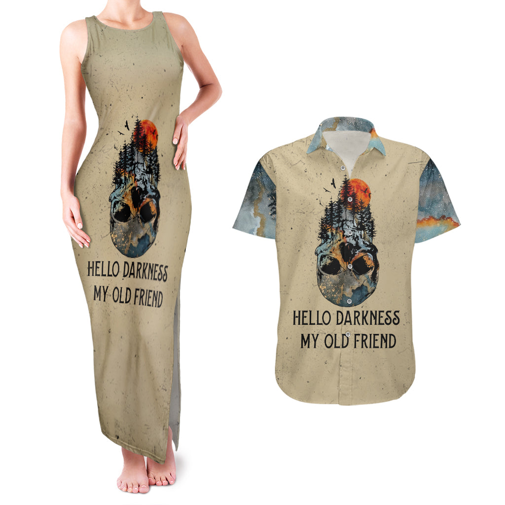 skull-couples-matching-tank-maxi-dress-and-hawaiian-shirt-hello-darkness-my-old-friend