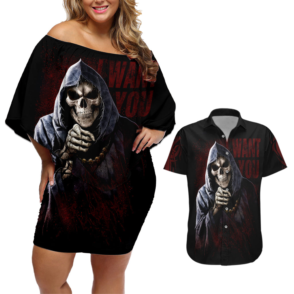 reaper-couples-matching-off-shoulder-short-dress-and-hawaiian-shirt-uncle-death-angel-peace-skull