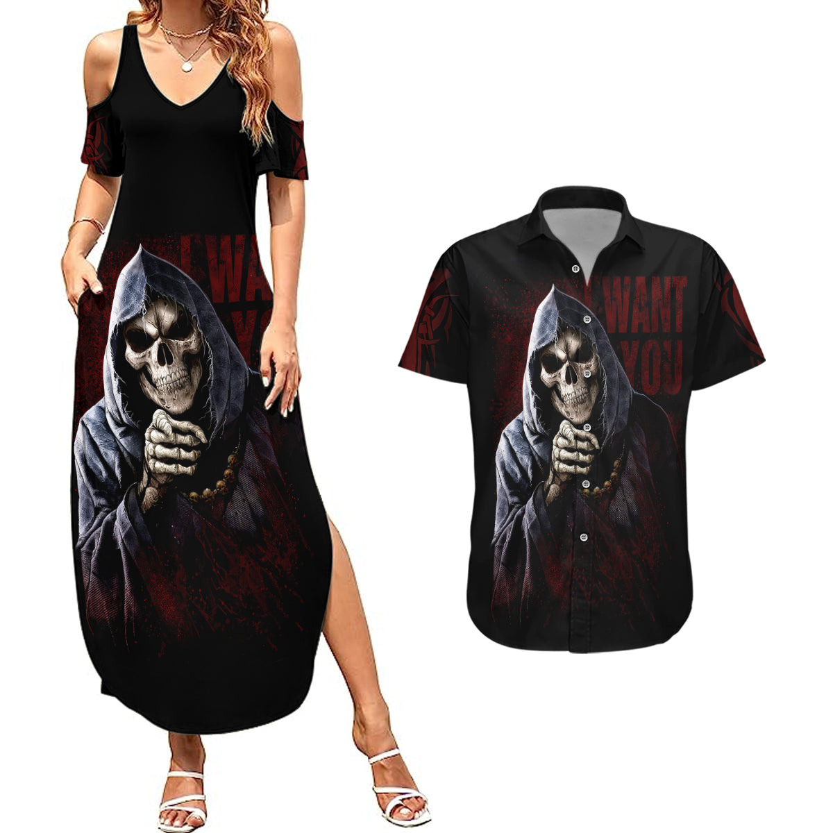 reaper-couples-matching-summer-maxi-dress-and-hawaiian-shirt-uncle-death-angel-peace-skull