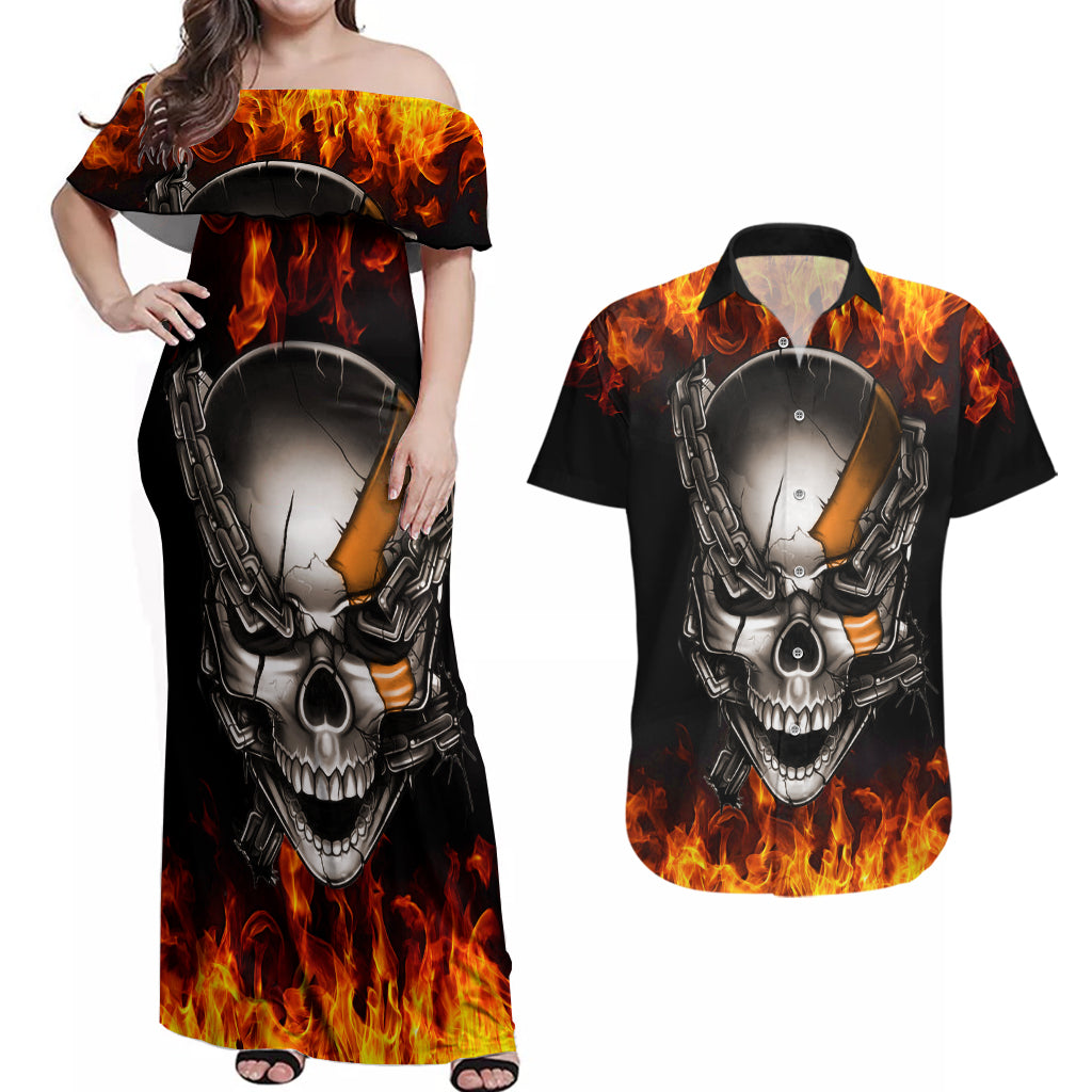 metal-skull-couples-matching-off-shoulder-maxi-dress-and-hawaiian-shirt-infernal-chains-in-fiery-abyss