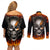 metal-skull-couples-matching-off-shoulder-short-dress-and-long-sleeve-button-shirts-infernal-chains-in-fiery-abyss