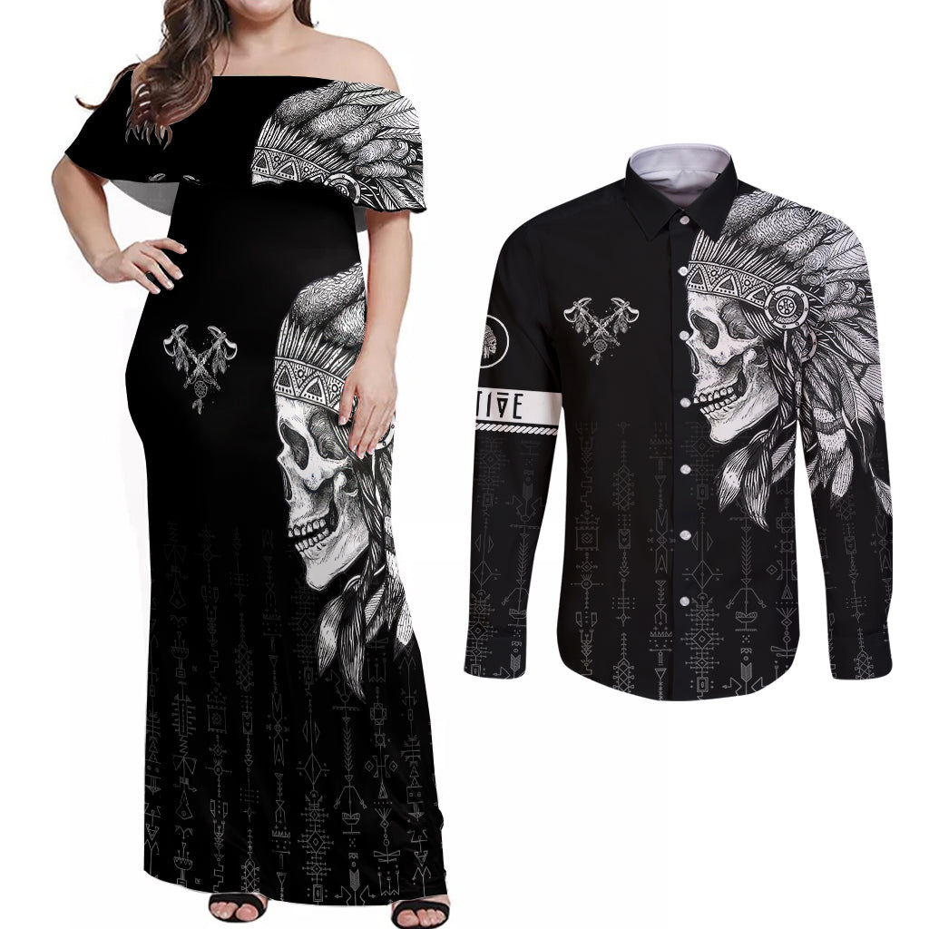 skull-couples-matching-off-shoulder-maxi-dress-and-long-sleeve-button-shirts-chief-skeleton