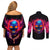 skull-couples-matching-off-shoulder-short-dress-and-long-sleeve-button-shirts-purple-skull-fire