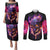 skull-couples-matching-puletasi-dress-and-long-sleeve-button-shirts-purple-skull-fire