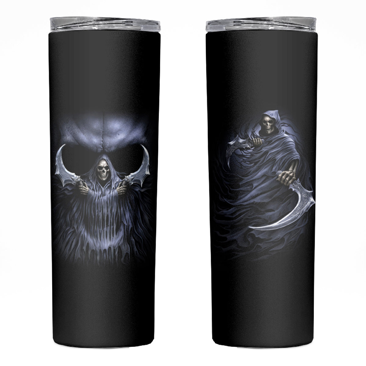 Skull Skinny Tumbler Purple Death Reaper