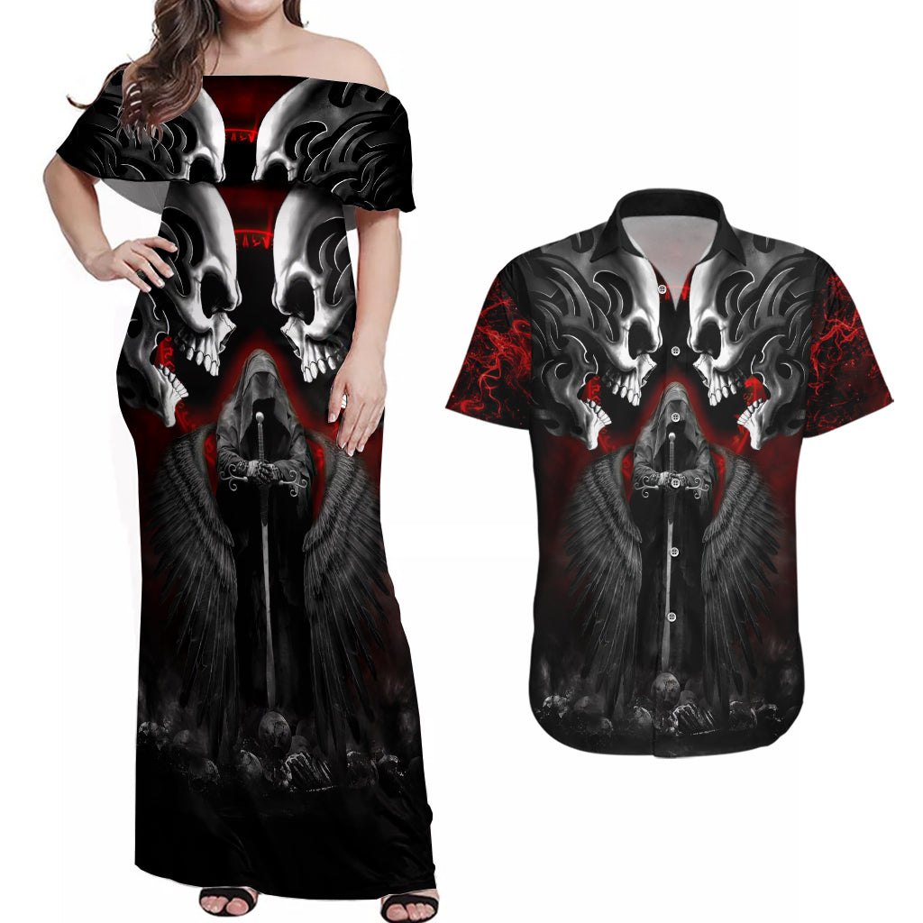 skull-couples-matching-off-shoulder-maxi-dress-and-hawaiian-shirt-double-skull-and-death-angel