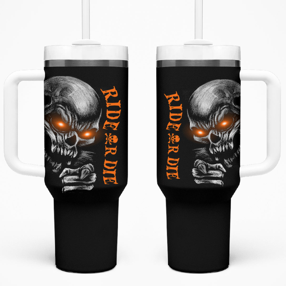 Skull Tumbler With Handle Ride Or Die