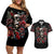 skull-couples-matching-off-shoulder-short-dress-and-hawaiian-shirt-red-rose