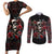 skull-couples-matching-short-sleeve-bodycon-dress-and-long-sleeve-button-shirts-red-rose